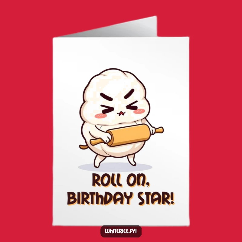 Free Printable Birthday Card: Chef Dumpling, Tiny Rolling Pin, Funny Gift