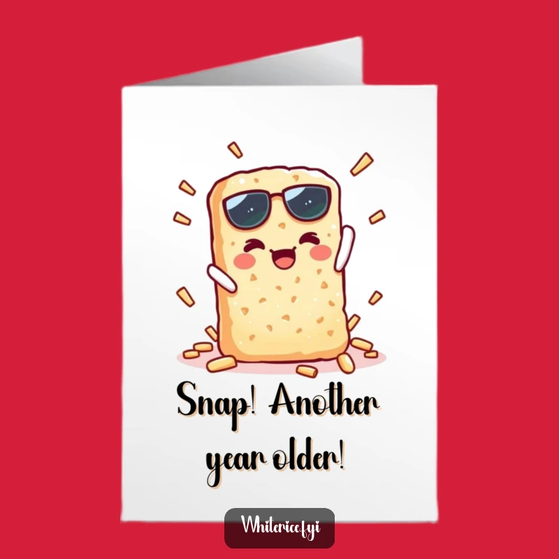 Free Printable Birthday Card: Funny Kawaii Rice Cracker Snap for a Crispy Celebration