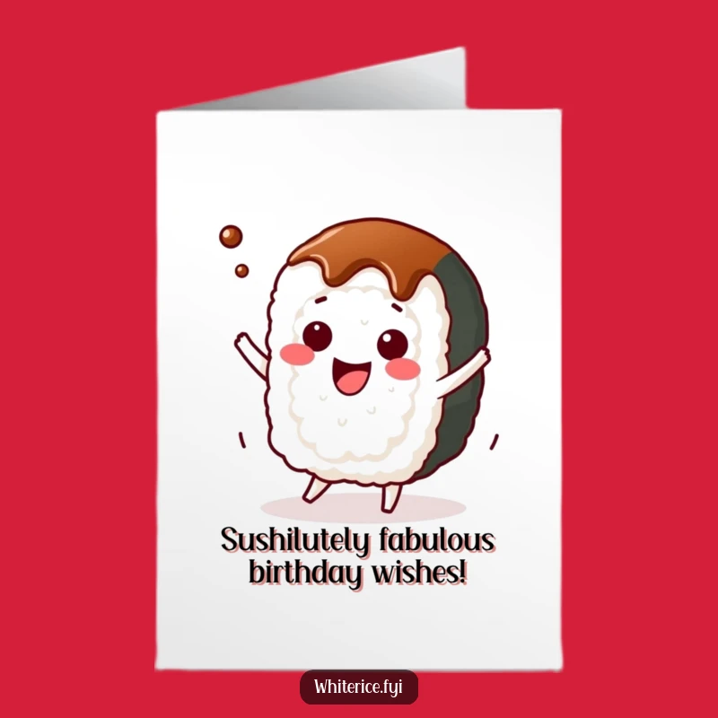Free Printable Kawaii Sushi Birthday Card: Funny Dance, Downloadable Gift