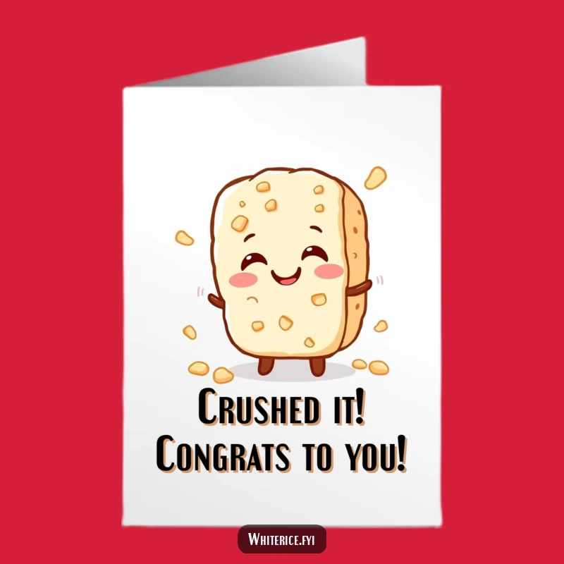 Free Printable Congrats Card: Rice Cracker Crunching Success Funny Downloadable