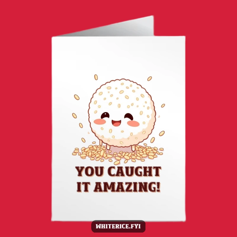 Free Printable Congrats Card: Funny Rice Ball Mishap, Cheer Them On, Downloadable