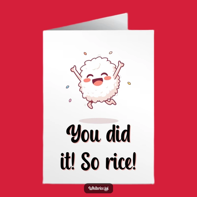 Free Printable Congrats Card: Joyful Rice Grain Leap, Downloadable Gift for Wins