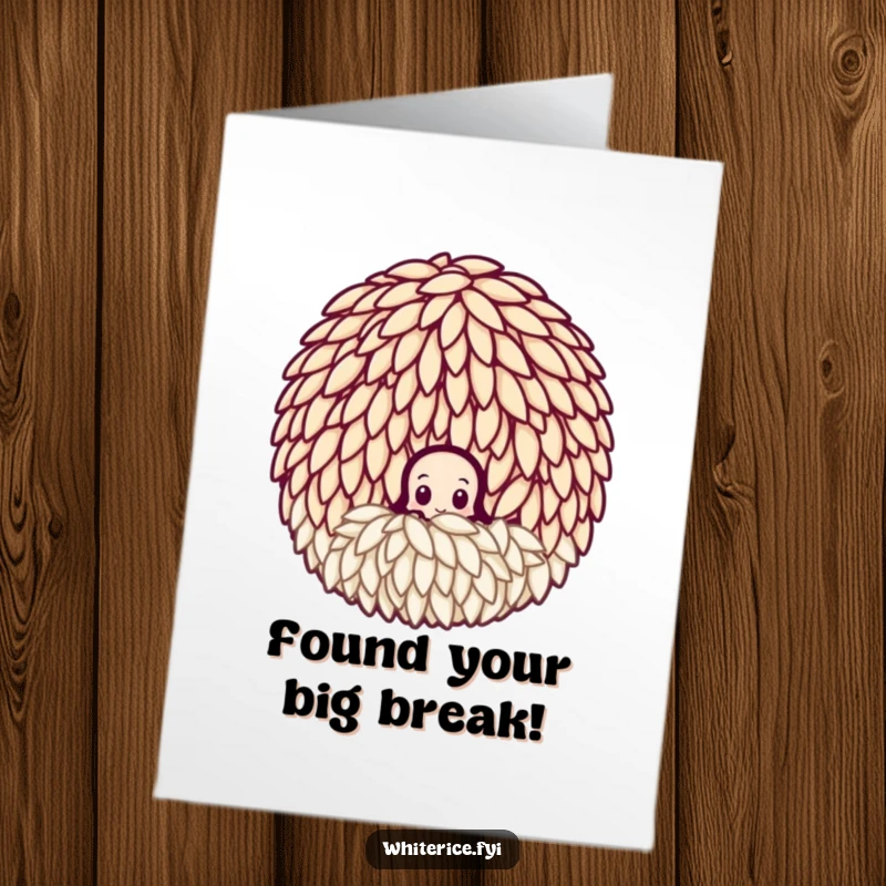 Funny Free Printable Congratulations Card: A curious rice grain peeking from a cluster, secretly witnessing a great achievement.