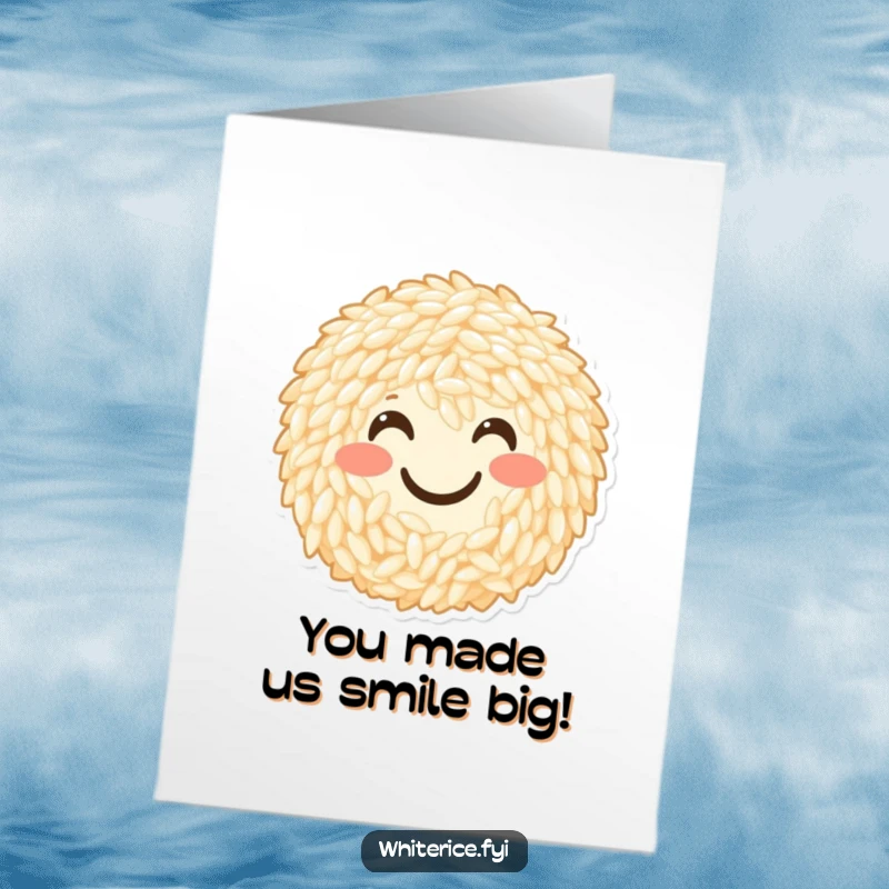 Funny Free Printable Congrats Card: A cheerful smiley face made of rice grains expresses congratulations.