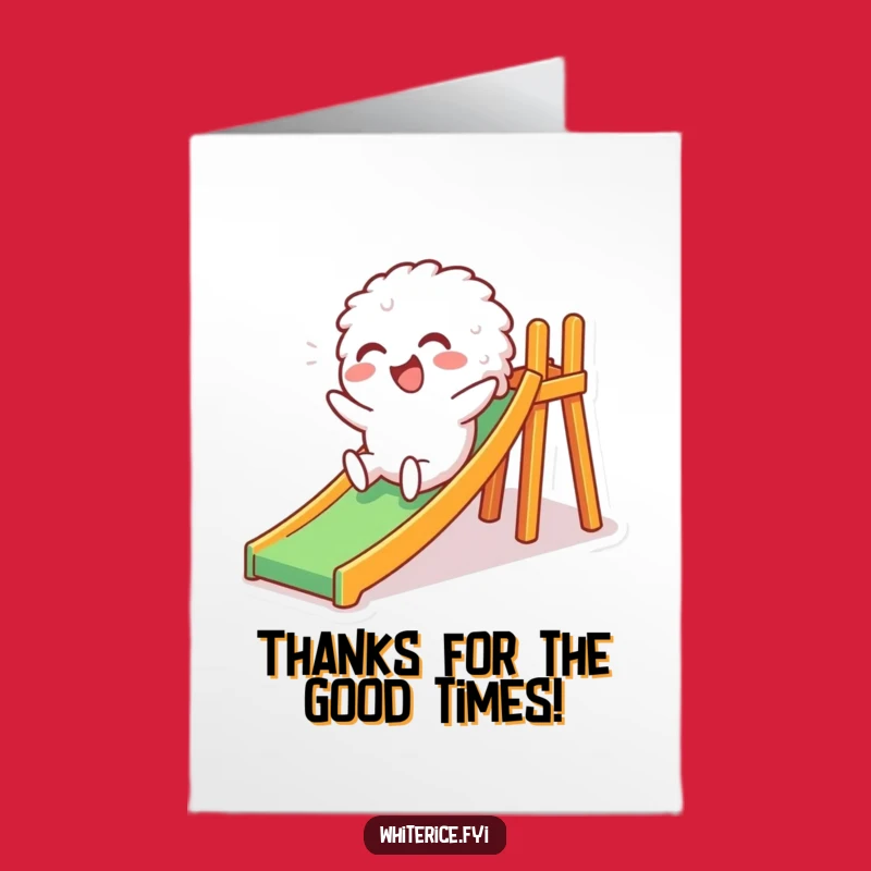 Free Printable Thank You Card: Giggling Rice Slide, Funny Downloadable Gift