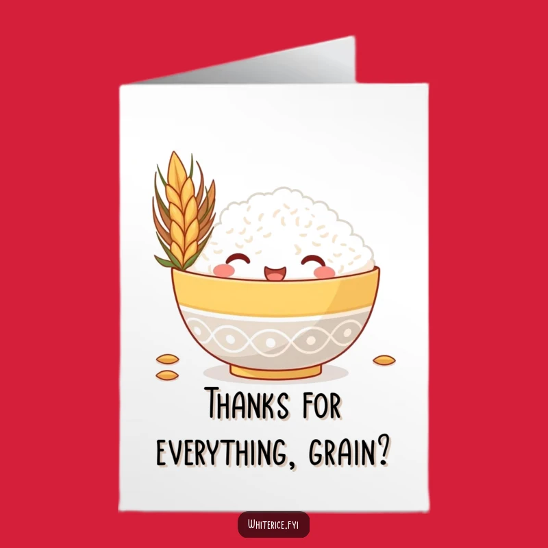 Free Printable Thank You Card: Grateful Rice Bowl Peeking Funny Downloadable