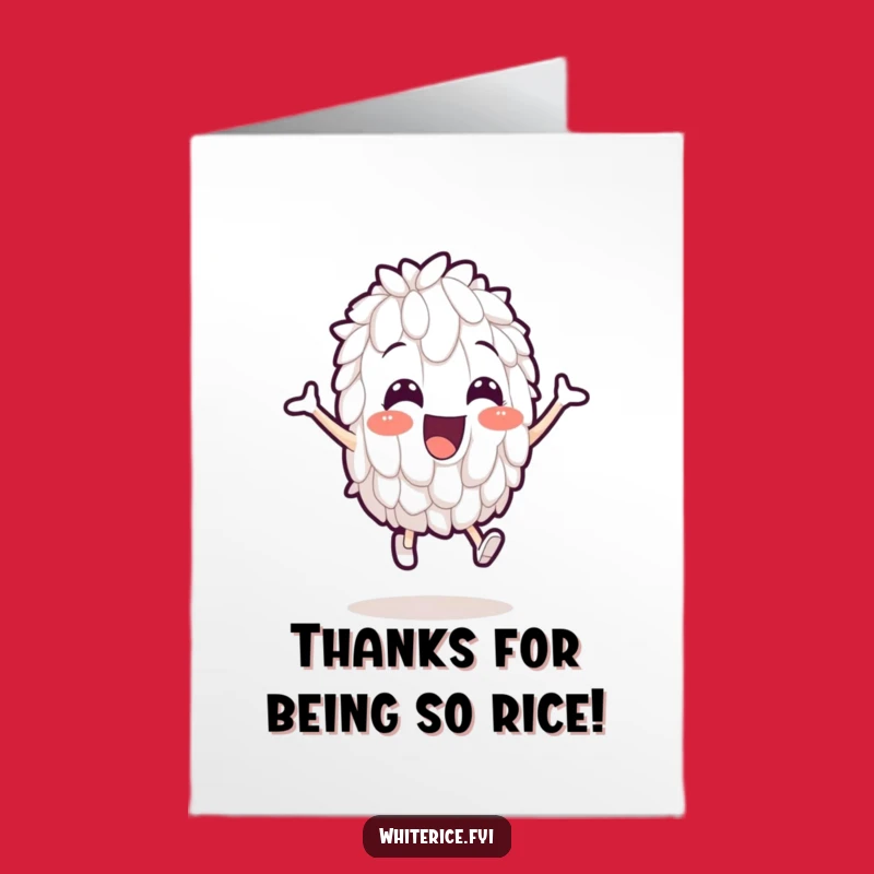 Free Printable Thank You Card: Leaping Rice Design, Humorous Downloadable Digital Gift