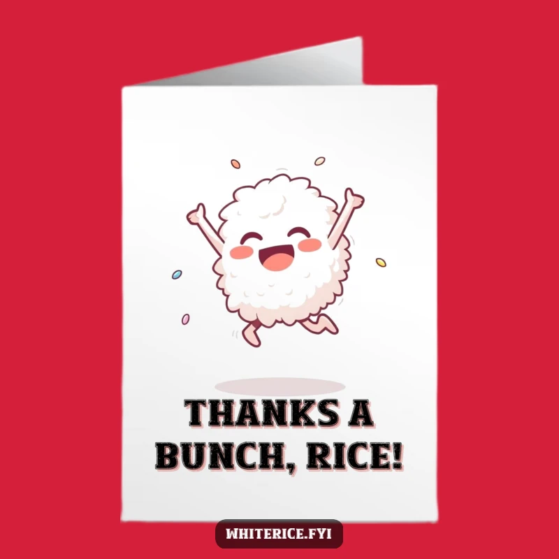 Free Printable Thank You Card: Rice Grain Leap, Funny Downloadable Gift of Gratitude