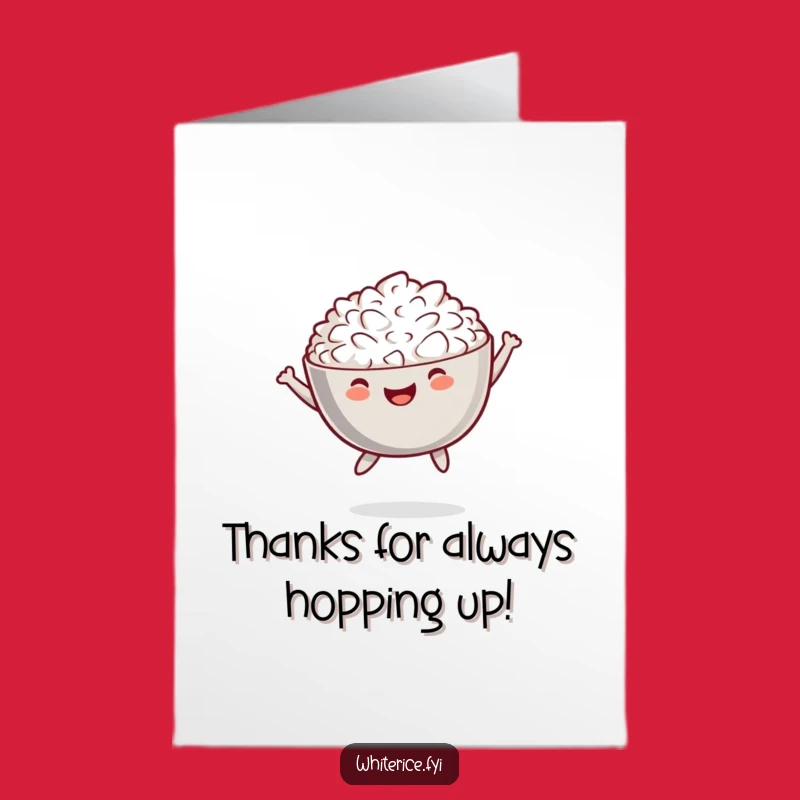 Free Printable Jumping Rice Thank You Card: Funny Lively Appreciation