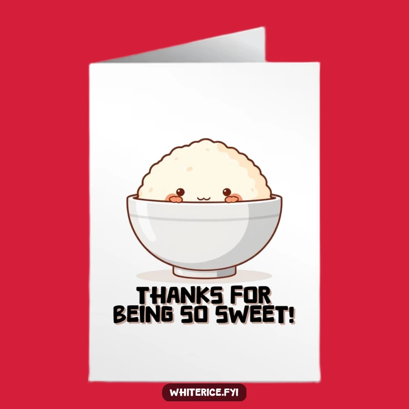 Free Printable Thank You Card: Shy Rice Cake, Funny Downloadable Gift for Sweet Gratitude