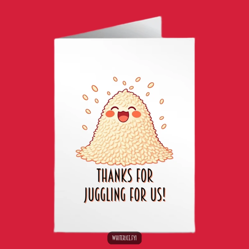 Free Printable Rice Juggling Thank You Card: Funny Food Downloadable Gift!