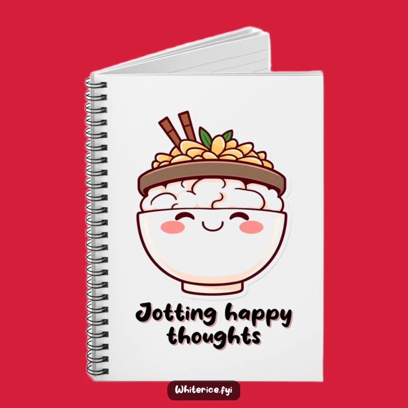 Funny Happy Rice Bowl Notebook - Cheerful Notes, Perfect Gift Idea