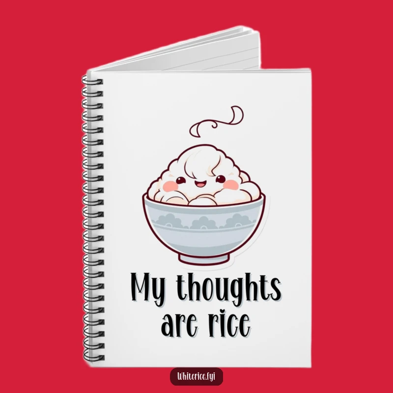Funny Kawaii Rice Bowl Notebook: Happy Character, Lined Pages, Creative Gift