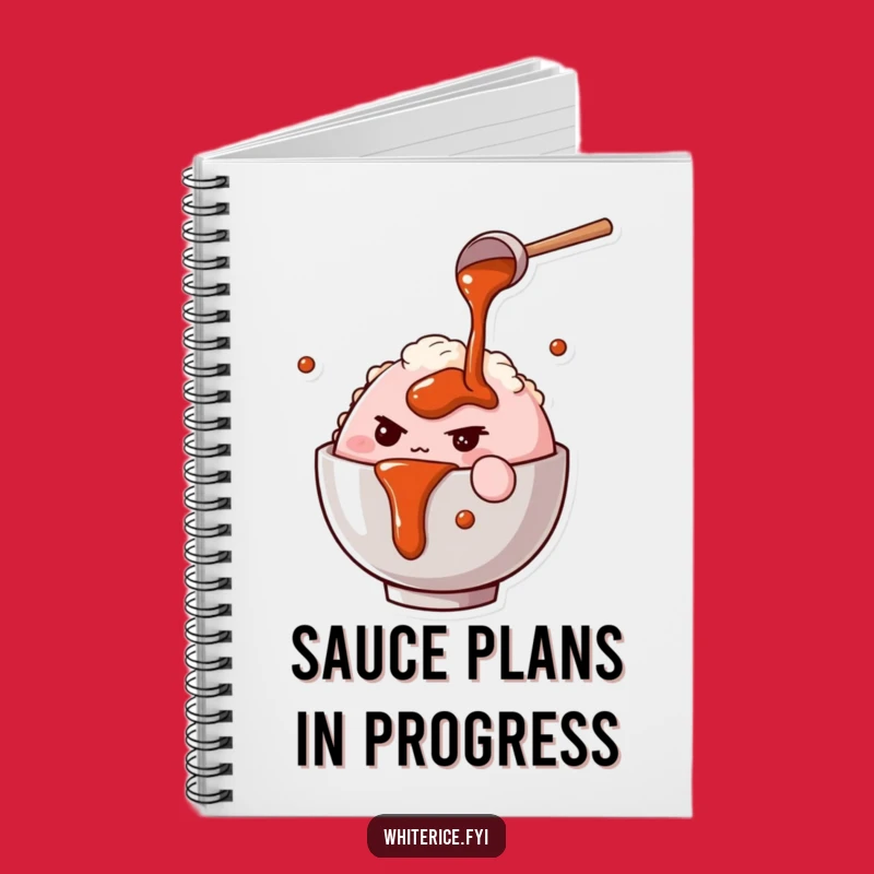 Funny Rice Bowl Chef Notebook: Determined Character Pours Sauce, Gift Idea