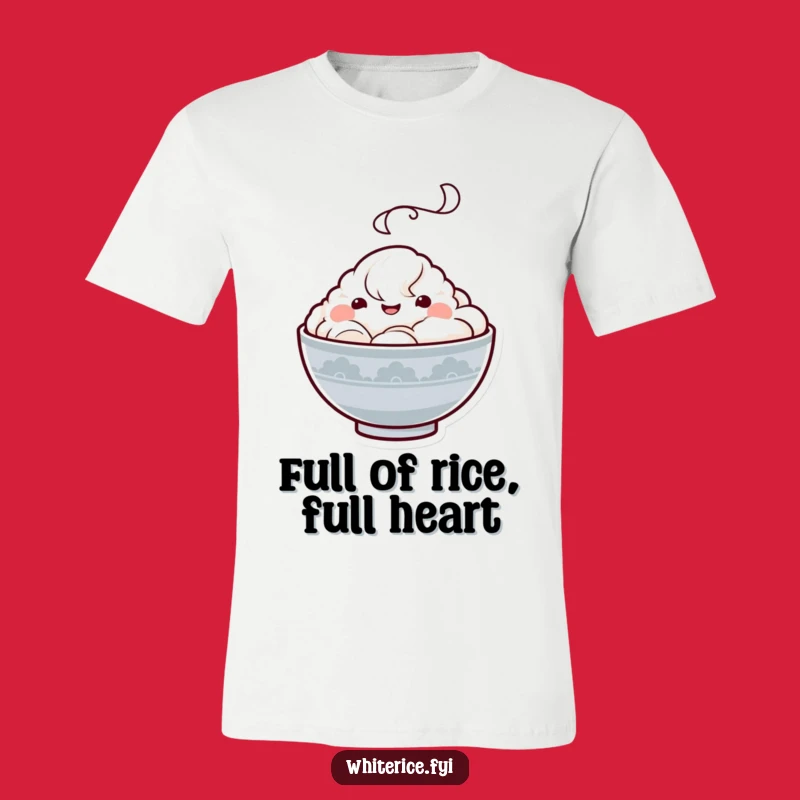 Funny Kawaii Rice Bowl T-Shirt: Happy Character with Steam, Joyful Comfy Gift