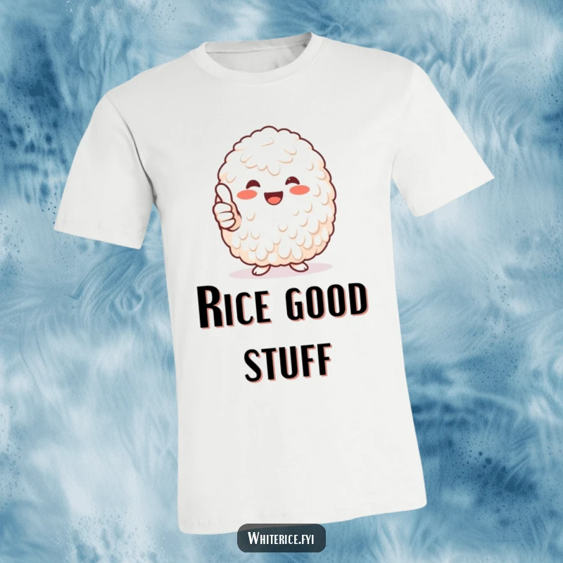 Funny heap of white rice giving a cheerful thumbs-up t-shirt, symbolizing encouragement and good humor.