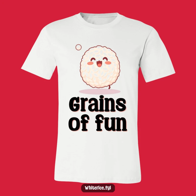 Funny Rice Baller T-Shirt: Happy Grain Bouncing Ball Playful Tee