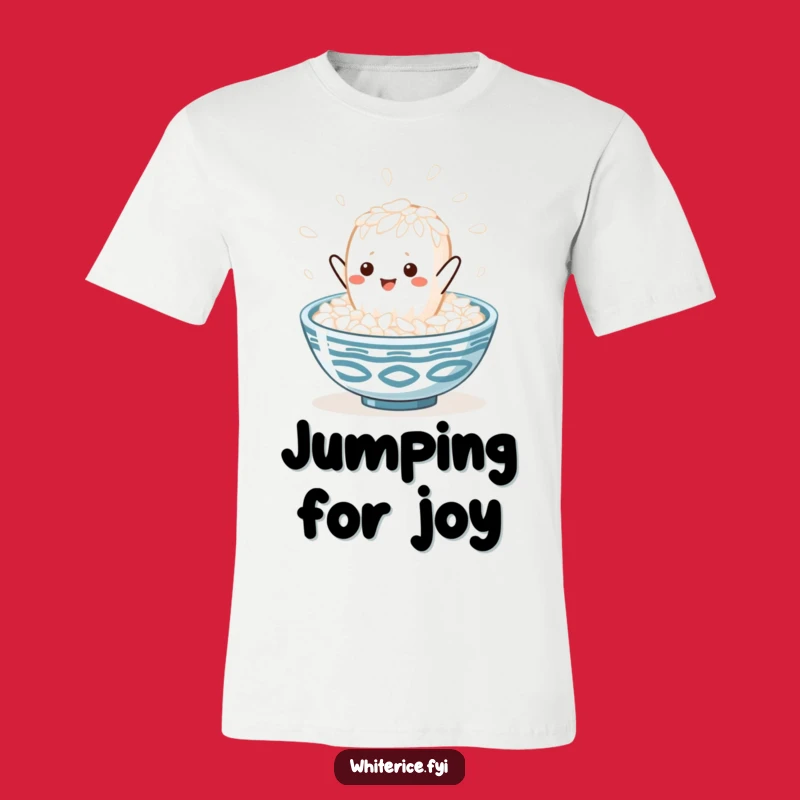 Funny Kawaii Rice Leap T-Shirt: Happy Grain Character Tee Funny Gift Idea
