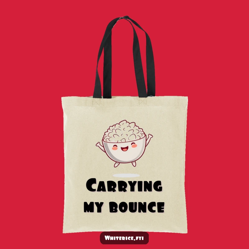 Funny Jumping Rice Tote Bag - Playful Food Accessory Gift