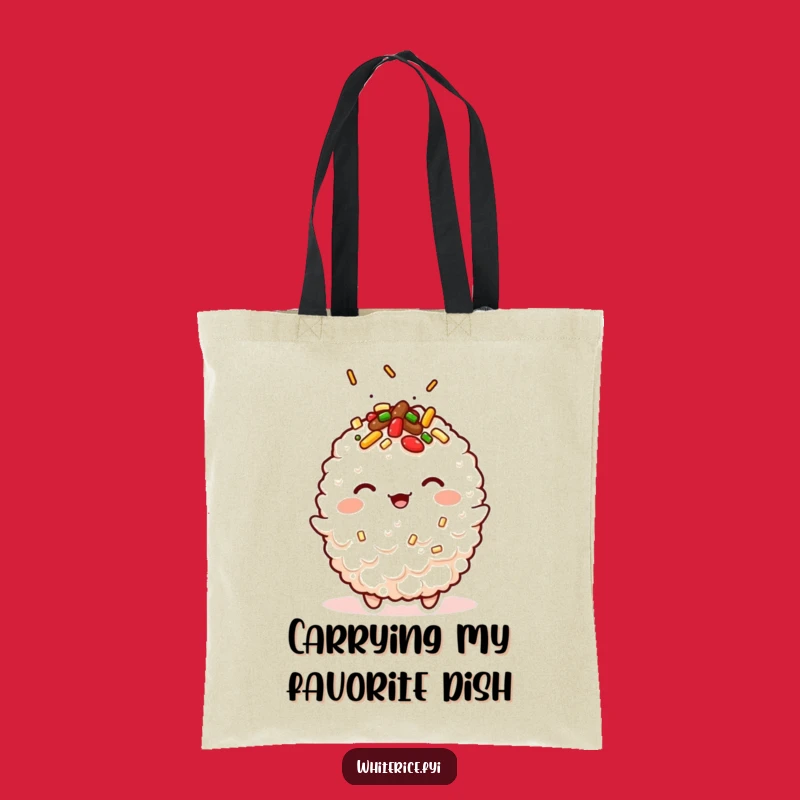 Funny Kawaii Fried Rice Tote Bag: Winking Style for Food Runs