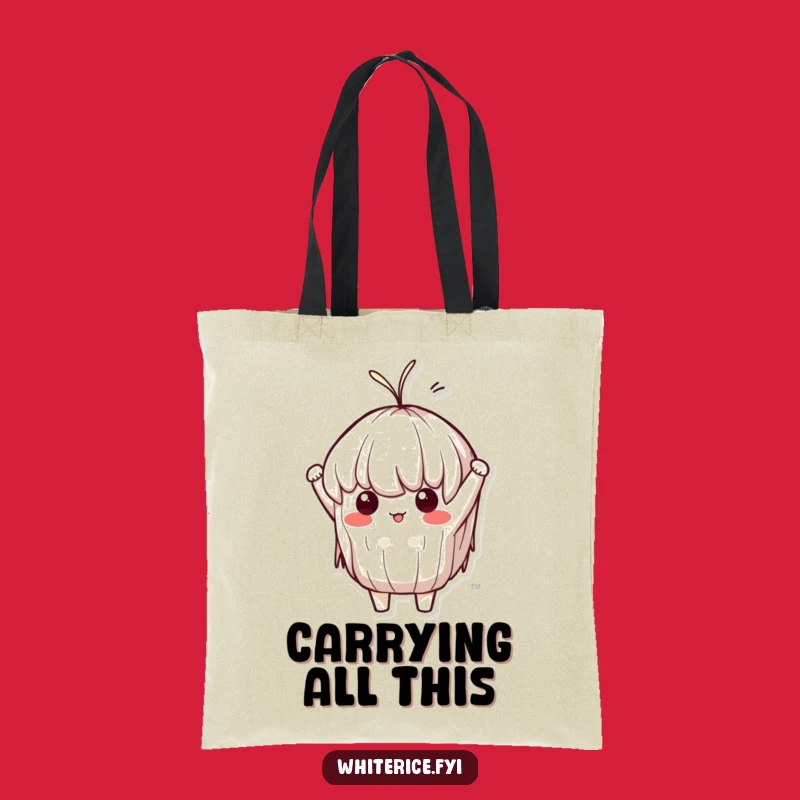 Funny Sticky Rice Stretch Tote Bag: Determined Kawaii Carry-All, Perfect Gift