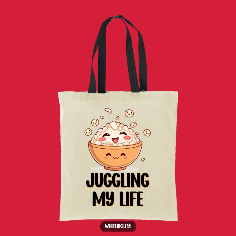 Funny Rice Bowl Tote Bag: Durable Giggling Character, Ideal for Shopping and Funny Gifts